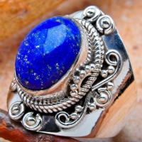 Lpc 107 bague ethnique lapis lazuli t58 15x10mm argent 2 