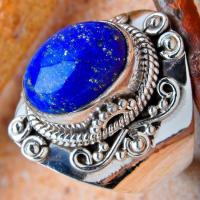 Lpc 107 bague ethnique lapis lazuli t58 15x10mm argent 3 