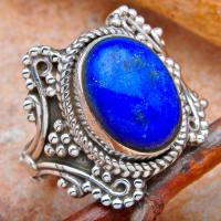 Lpc 108 bague ethnique lapis lazuli t55 15x10mm argent 1 