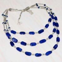 Lpc 241a collier sautoir parure 54gr lapis lazuli ethnique tibet afghan argent 925 achat vente