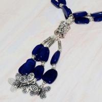 Lpc 242b collier sautoir parure 63gr lapis lazuli papillons ethnique afghan argent achat vente