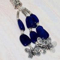 Lpc 242c collier sautoir parure 63gr lapis lazuli papillons ethnique afghan argent achat vente