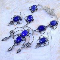 Lpc 259a collier boucles oreilles lapis lazuli bleu bijou ethnique afghanistan argent achat vente 1