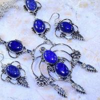 Lpc 259b collier boucles oreilles lapis lazuli bleu bijou ethnique afghanistan argent achat vente 1