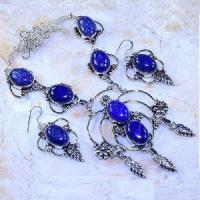 Lpc 259d collier boucles oreilles lapis lazuli bleu bijou ethnique afghanistan argent achat vente 1