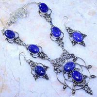 Lpc 260a collier boucles oreilles lapis lazuli bleu bijou tibet afghanistan argent 925 achat vente