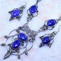 Lpc 260b collier boucles oreilles lapis lazuli bleu bijou tibet afghanistan argent 925 achat vente