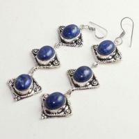 Lpc 267b boucles pendant oreilles lapis lazuli topaze bijou argent 925 achat vente 1