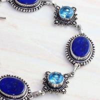 Lpc 360b bracelet 24gr lapis lazuli topaze 18x12a afghan bijou argent 925 achat vente