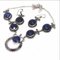 Lpc 398d collier boucles oreilles 41gr lapis lazuli 15mm bijoux ethniques argent achat vente