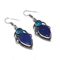 Lpc 410a boucles pendants oreilles 13gr lapis lazuli topaze bijoux argent 925 achat vente