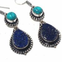 Lpc 411c boucles pendants oreilles 14gr lapis lazuli turquoise bijoux argent 925 achat vente