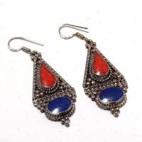 Lpc 431a boucles pendants oreilles 18gr lapis lazuli corail achat vente bijou argent 925