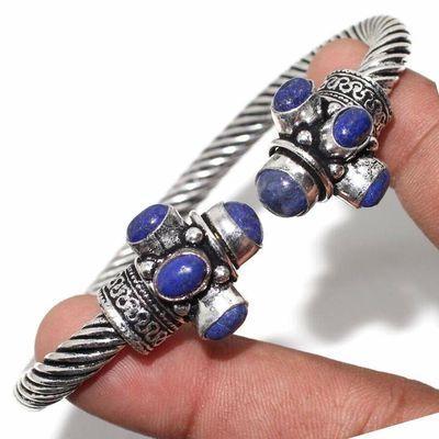 Lpc 467c bracelet torque 40gr lapis lazuli 4x6mm bijoux ethniques argent 925 achat vente