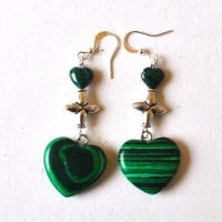 Mal 263 boucles oreilles malachite 60mm 10gr coeur e croix 1 