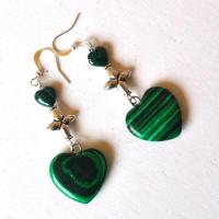 Mal 263 boucles oreilles malachite 60mm 10gr coeur e croix 2 