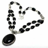 On 0600d collier parure 61gr 2rangs onyx noir pendant 28x40mm bijou art deco gothique argent 925