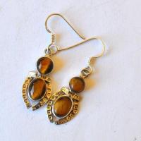 Ot 7996 boucles oreilles ethniques oeil de tigre 5gr argent 925 2 