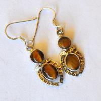 Ot 7996 boucles oreilles ethniques oeil de tigre 5gr argent 925 3 