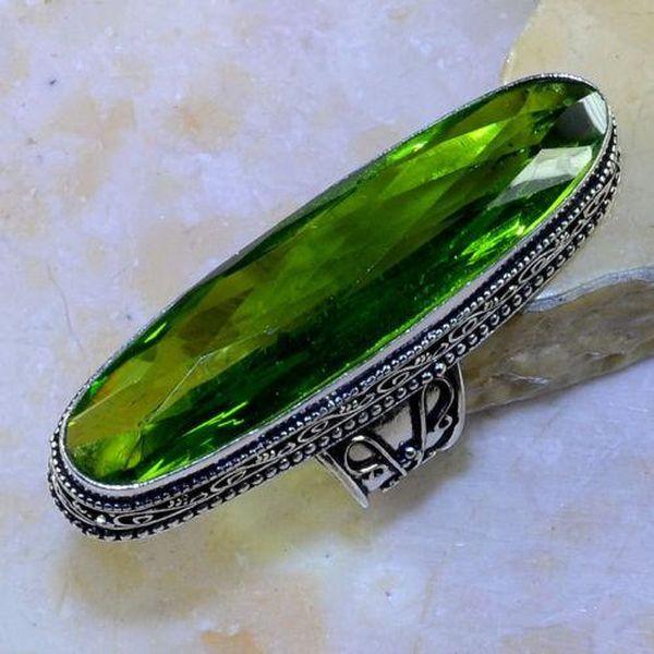 Grosse BAGUE chevali re T59 cabochon PERIDOT 21 gr argent 925