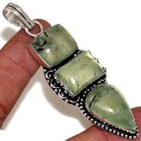 Prn 156a pendentif pendant 70mm 25x20mm 18gr prehnite verte ethnique achat vente bijou argent 925