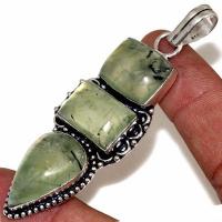 Prn 156b pendentif pendant 70mm 25x20mm 18gr prehnite verte ethnique achat vente bijou argent 925