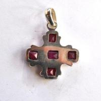 Rub 150 pendentif pendant croix 50x35mm rubis emeraude argent925 1 