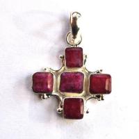 Rub 150 pendentif pendant croix 50x35mm rubis emeraude argent925 2 