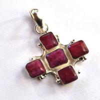 Rub 150 pendentif pendant croix 50x35mm rubis emeraude argent925 4 