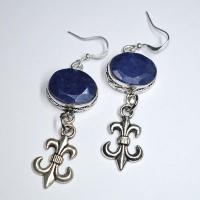 Sa 0416g boucles oreilles saphir royal fleur de lys 10x15mm achat vente bijou argent 925